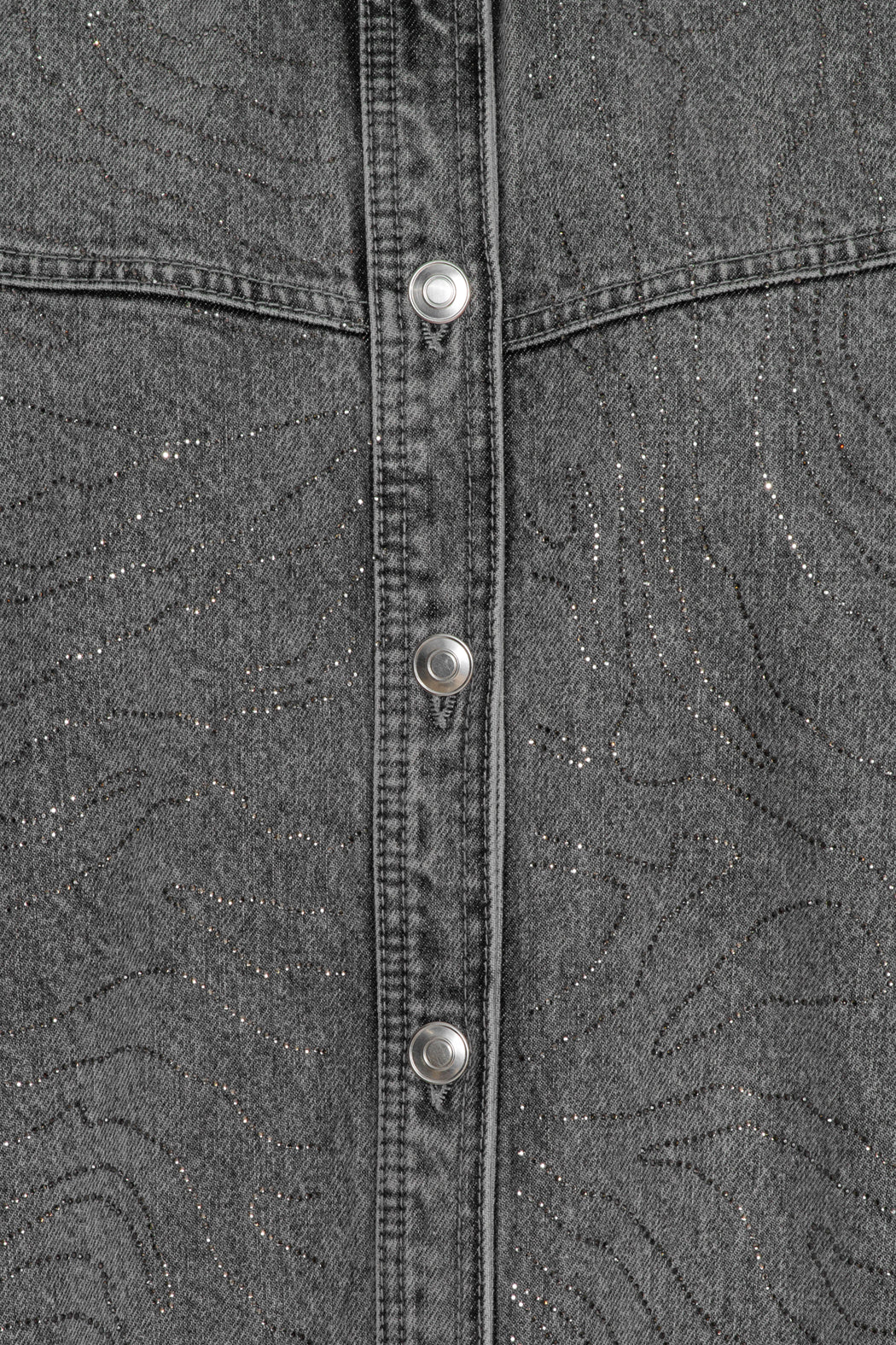 Rhinestone Denim Shirt - Grey Denim