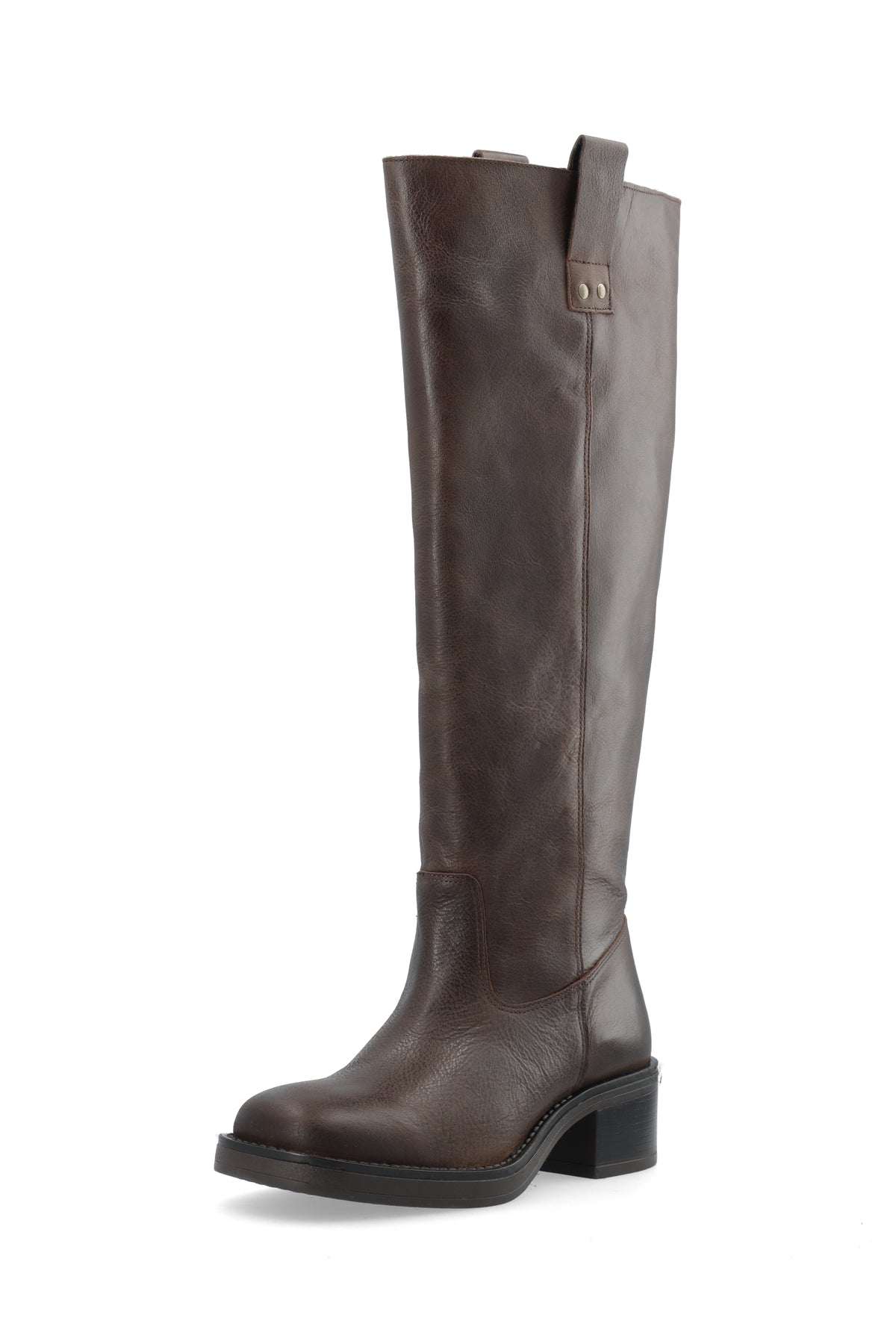 Biamary Knee High Pull On Boot Pull Up Leather - Brown