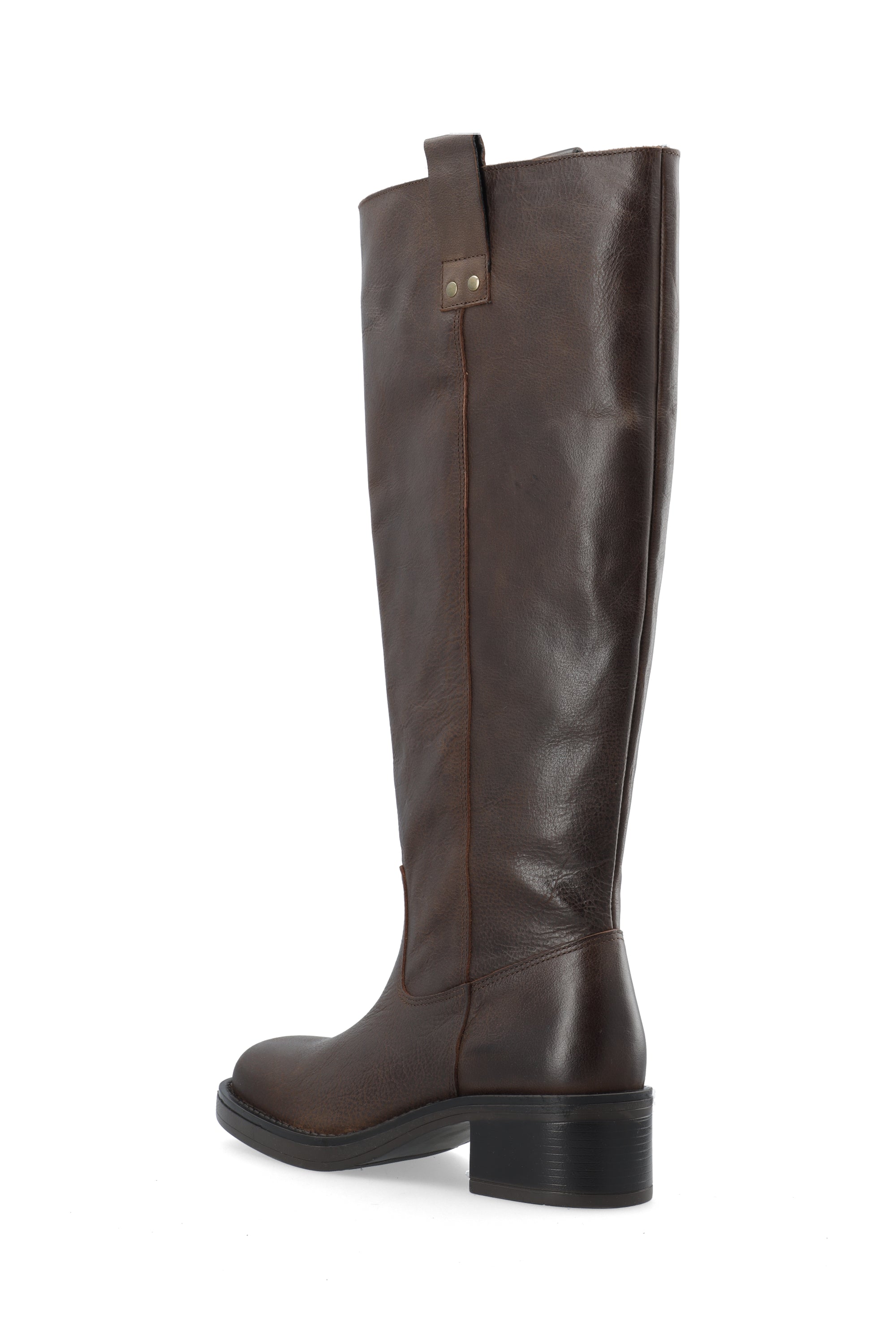 Biamary Knee High Pull On Boot Pull Up Leather - Brown