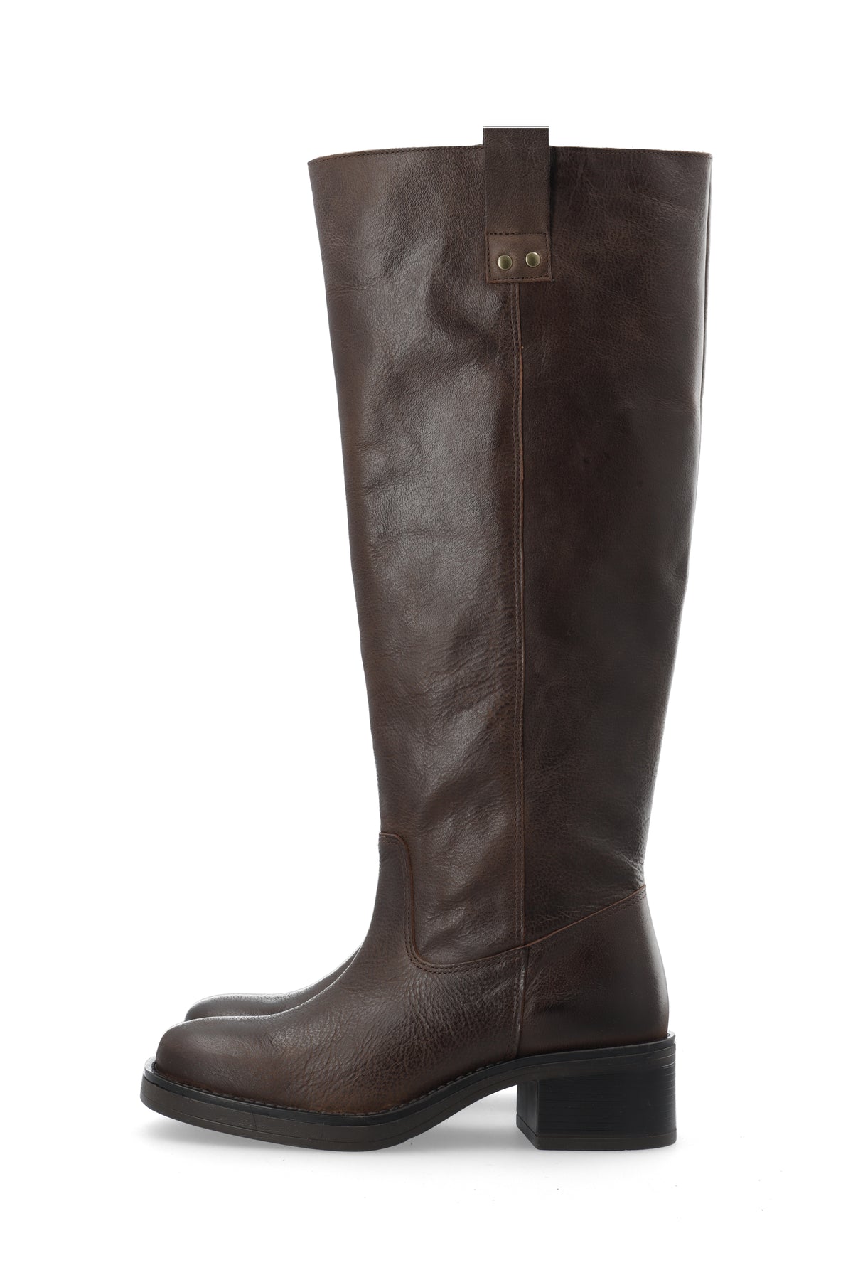Biamary Knee High Pull On Boot Pull Up Leather - Brown