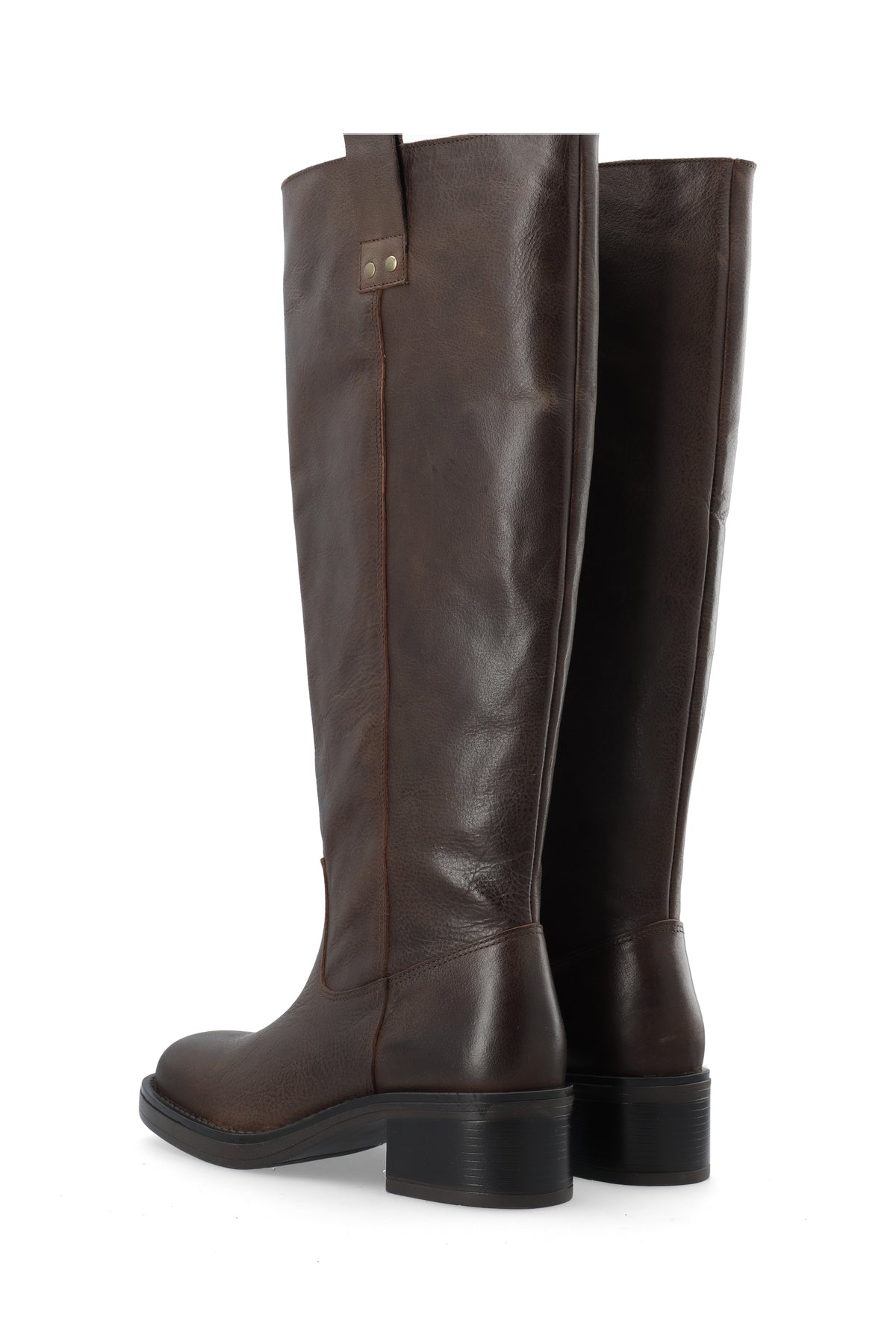 Biamary Knee High Pull On Boot Pull Up Leather - Brown