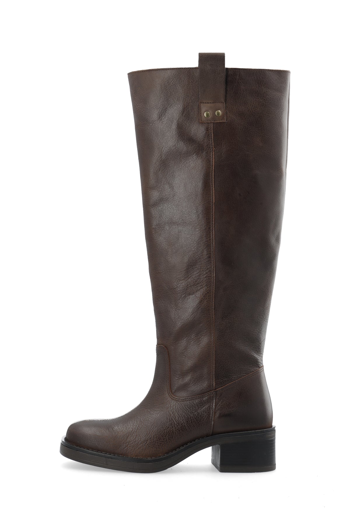 Biamary Knee High Pull On Boot Pull Up Leather - Brown