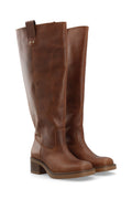 Biamary Knee High Pull On Boot Pull Up Leather - Cognac