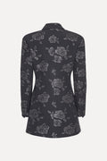 3D Flower Blazer Dress - Gray Pinstripe