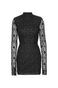 Lace Mini Ls Dress - Black
