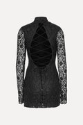 Lace Mini Ls Dress - Black