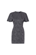 Short Sleeve Mini Dress - Gray Pinstripe