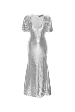 Sequin Midi Dress - Silver