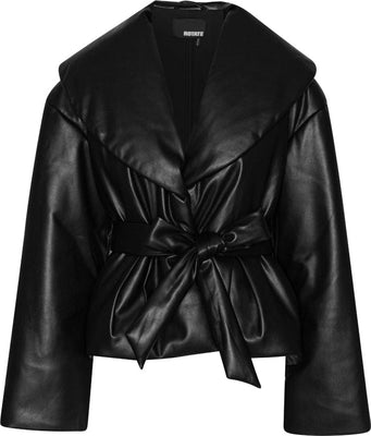 Belted Puffer Jacket - Svart