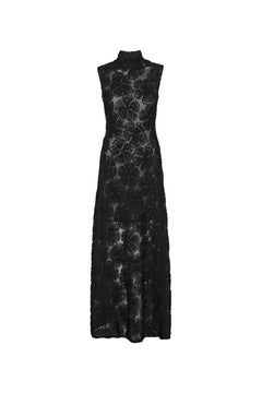 Flower Mesh Maxi Dress - Black