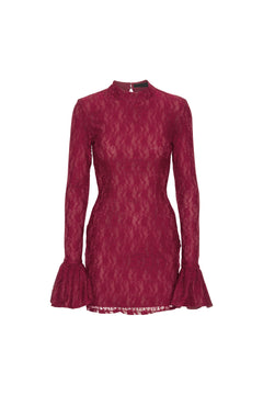 Lace Mini Dress - Ruby Wine