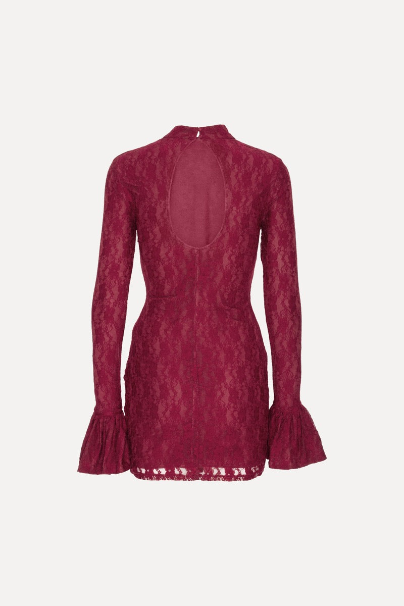 Lace Mini Dress - Ruby Wine