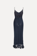 Chiffon Ruffle Slip Dress - Sky Captain (Dark Blue)