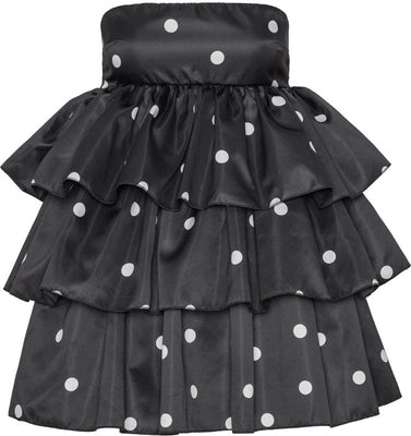 Satin Ruffle Dress - Black Comb