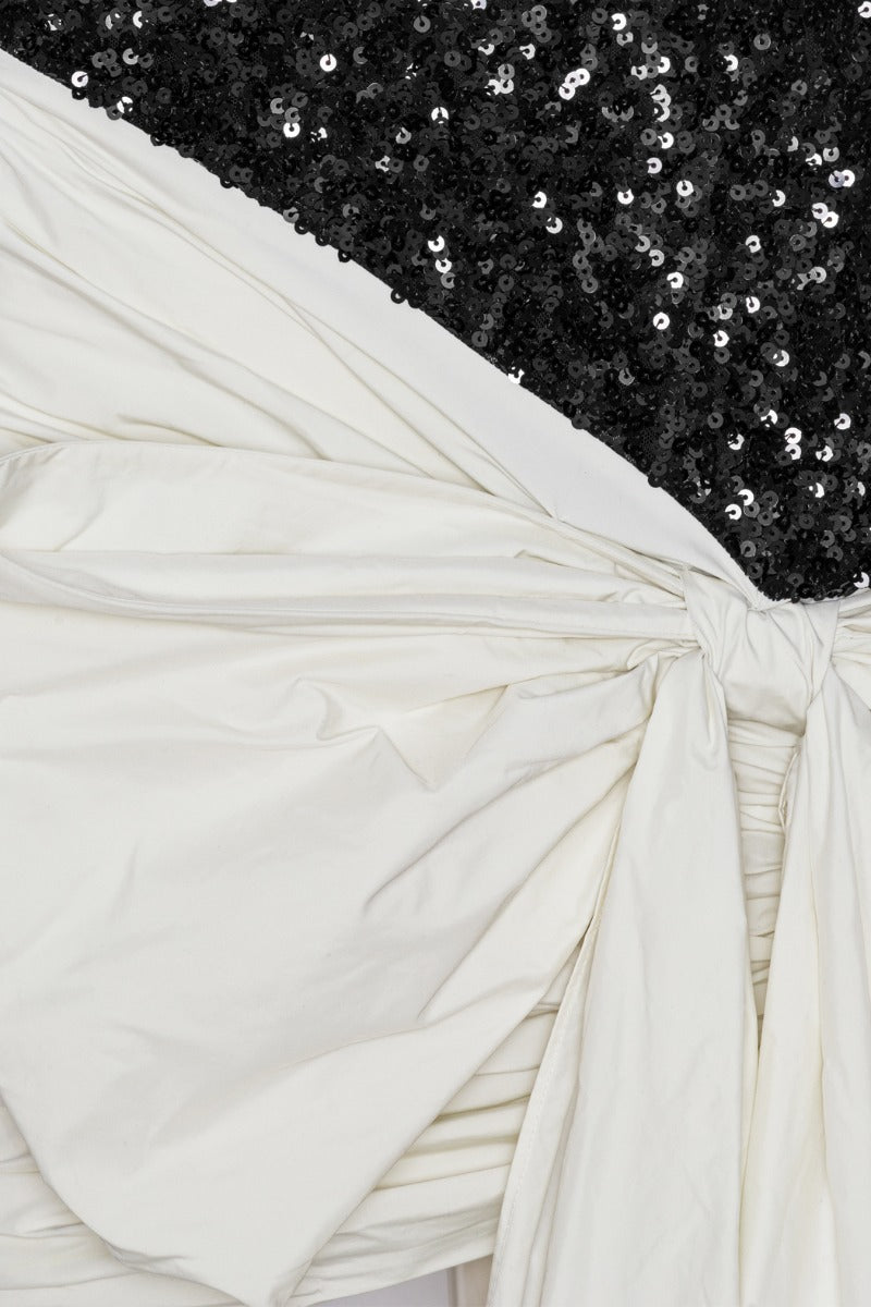 Sequins Bow Mini Dress - Black