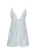 Denim Stud Mini Dress - Light Blue Denim