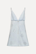 Denim Stud Mini Dress - Light Blue Denim