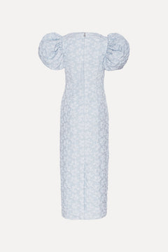 Jacquard Midi Puffy Dress - Illusion Blue
