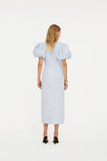 Jacquard Midi Puffy Dress - Illusion Blue