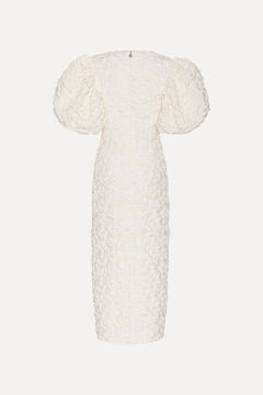 Jacquard Midi Puffy Dress - Egret