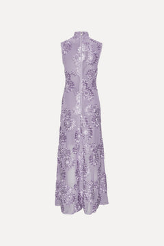 Flower Mesh Maxi Dress - Lavender Aura