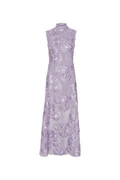 Flower Mesh Maxi Dress - Lavender Aura