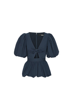 Puff Sleeve Bubble Top - Navy Blazer