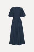 Puff Sleeve Midi Dress - Navy Blazer