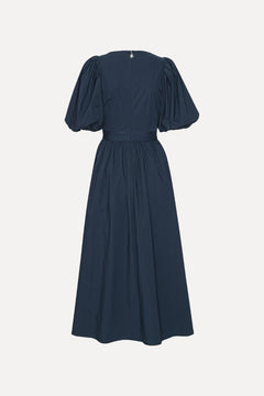Puff Sleeve Midi Dress - Navy Blazer