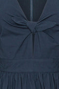Puff Sleeve Midi Dress - Navy Blazer