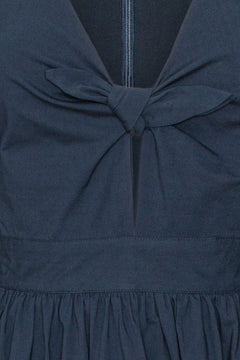 Puff Sleeve Midi Dress - Navy Blazer