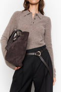 Lucille Tote Bag Large - Dark Brown Suede
