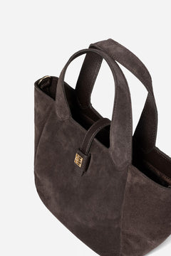 Lucille Tote Bag Small - Dark Brown Suede