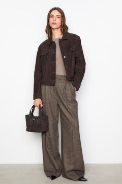 Leslie Leather Jacket - Dark Brown Suede