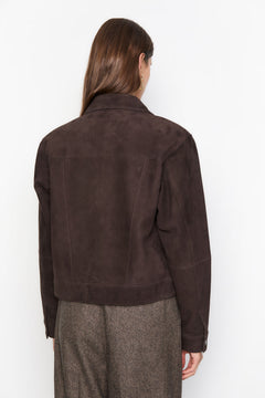 Leslie Leather Jacket - Dark Brown Suede