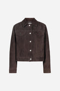 Leslie Leather Jacket - Dark Brown Suede