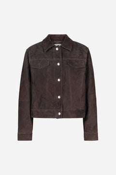 Leslie Leather Jacket - Dark Brown Suede