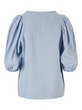 Anna Linen Top - Kentucky Blue