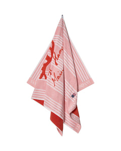 Long Island Beaches Cotton Velour Beach Towel 100X180 - Pink/Coral