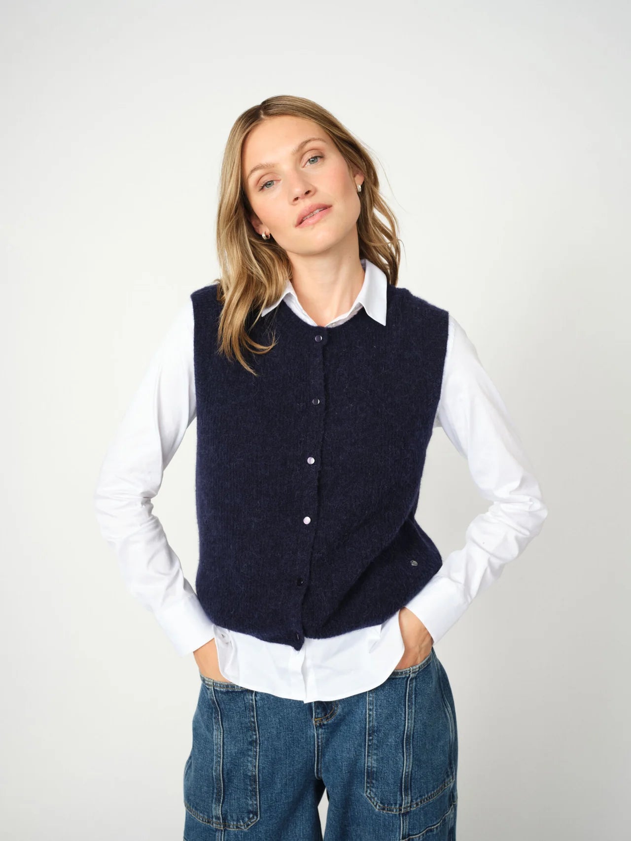 Almine Thora Knit Vest  - Maritime Blue