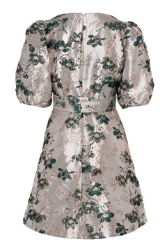 Benadotte Mini Dress - Green Flower