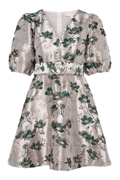 Benadotte Mini Dress - Green Flower
