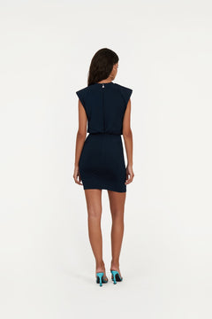Slinky Ruched Mini Dress - Sky Captain (Dark Blue)
