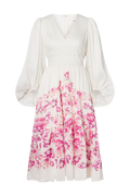 Sasia Deep V Neck Midi Dress - Tulip Pink