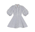 Seersucker Decorated Dress - Blue Stripe