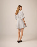 Seersucker Decorated Dress - Blue Stripe