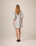 Seersucker Decorated Dress - Blue Stripe