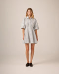 Seersucker Decorated Dress - Blue Stripe