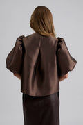 Cleo Puff Sleeve Blouse - Chocolate