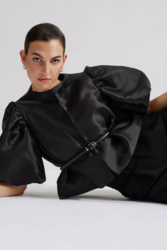 Cleo Puff Sleeve Blouse - Black